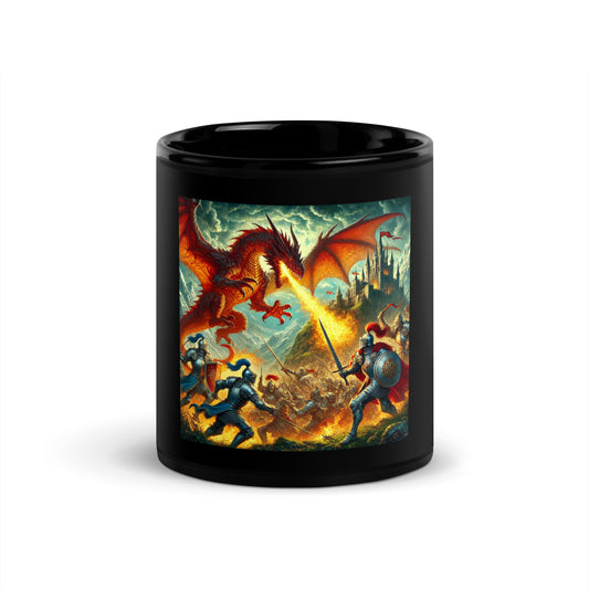 Fantasy Scene Black Glossy Mug