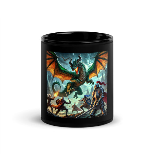 Fantasy Battle Black Glossy Mug