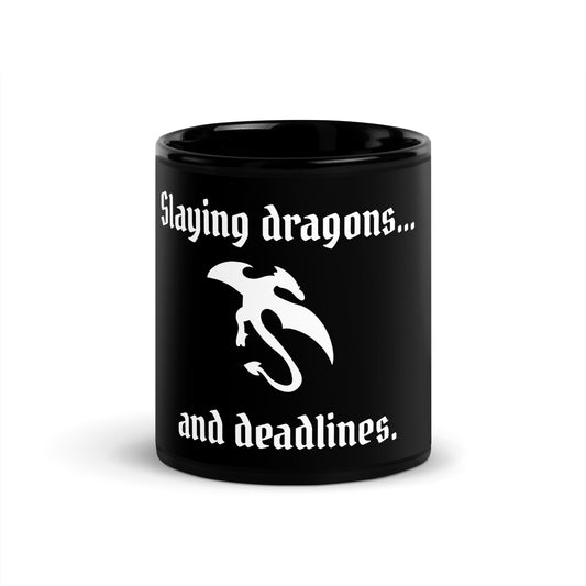 Slaying Dragons Black Glossy Mug